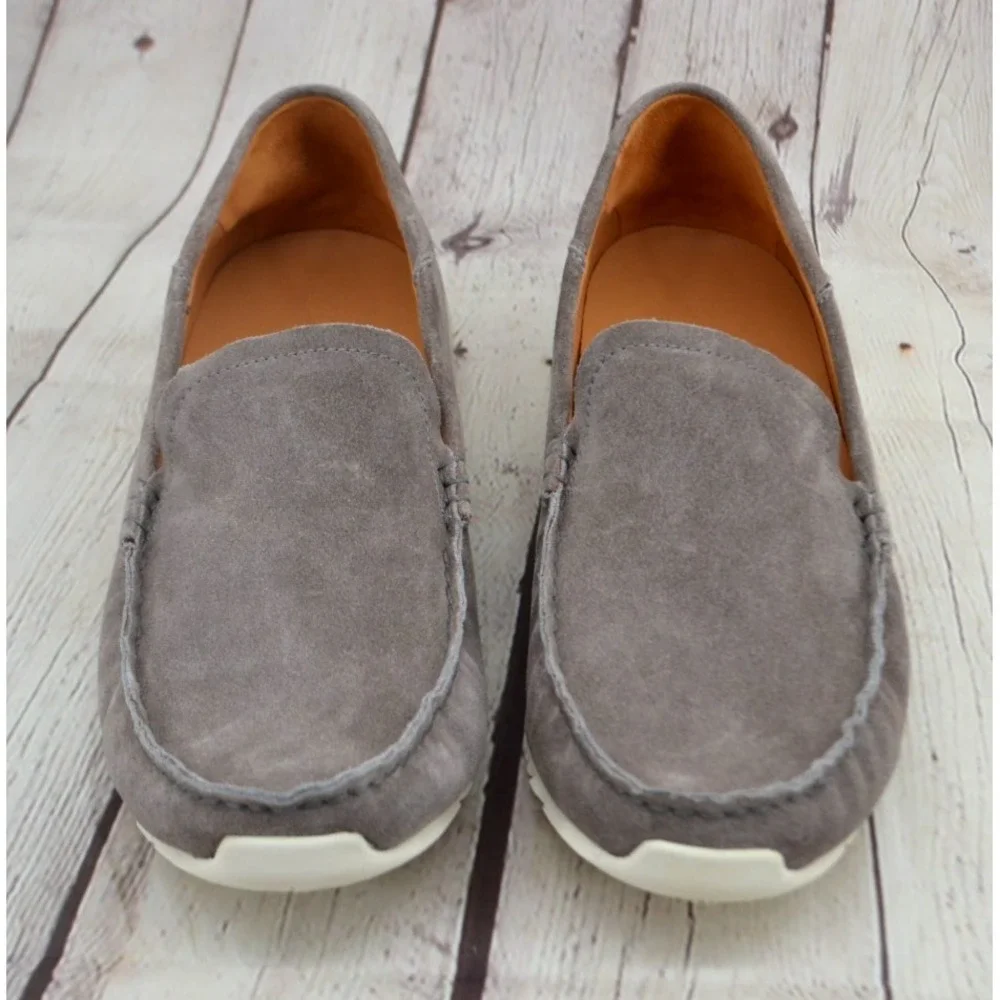 OLUKAU Men's Ka'a Leather Suede Loafers SIZE 14 Gray BRAND‎ NEW